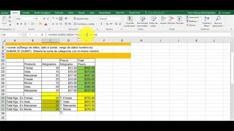 Función sumar.si en Excel - YouTube