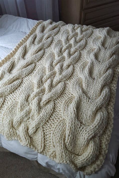 Chunky Oversized Cable Knit Blanket Pattern Etsy In 2021 Cable Knit Blankets Knitted
