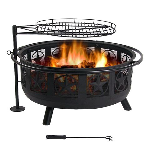 Sunnydaze 30 Inch Black All Star Fire Pit With Cooking Grate And Spark