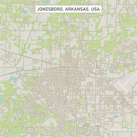 Jonesboro Arkansas Us City Street Map Digital Art By Frank Ramspott