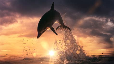 Dolphin Jump Out Of Ocean Wallpaperhd Animals Wallpapers4k Wallpapers