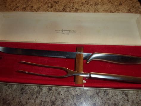 Vintage Gerber Legendary Blades Miming Carving Knife And Fork Set