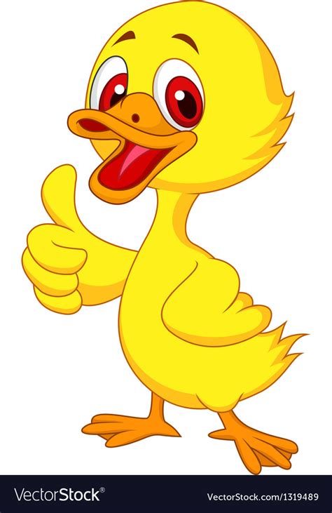 Cute Baby Duck Cartoon Thumb Up Royalty Free Vector Image