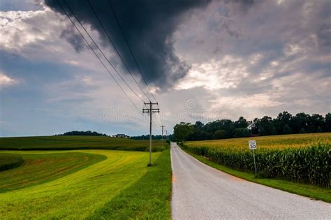 Storm Clouds Over A Country Road In York County Pennsylvania Stock