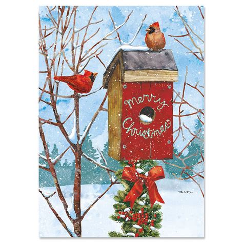 Birdhouse Christmas Cards Holiday Greeting Cards Set Of 18 Large 5