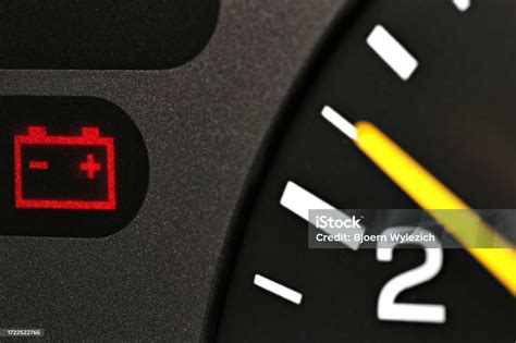 Battery Warning Light In Car Dashboard Stock Photo Download Image Now