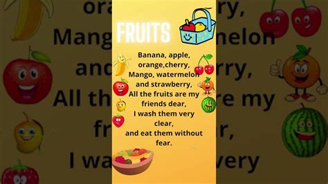 Poem On Fruits Kgrhymes Nurserypoems Kidschannel Kidsshorts