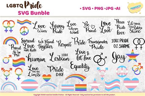 Lgbtq Pride Rainbow Svg Bundle Gay Pride Stickers By Mascuteestudio
