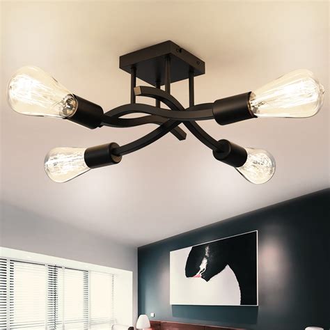 Buy Ankishi Black 4 Lights Semi Flush Ceiling Light Modern Farmhouse