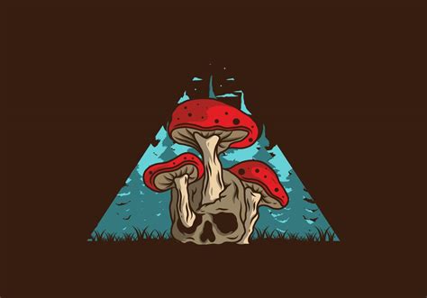 Mushroom Growing On Human Skull Illustration 8148388 Vector Art At Vecteezy