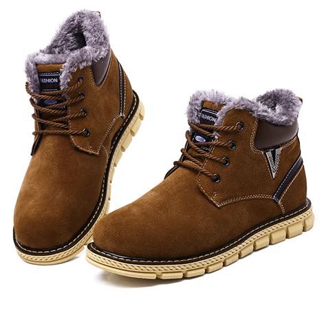 Fashion Men Boots With Fur Winter Warm Snow Boots Men Outdoor Boot Men