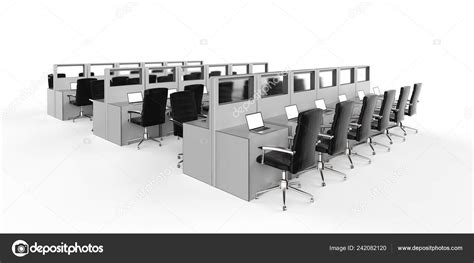 Rendering Empty Office Cubicle Workspace Stock Photo By ©phonlamai
