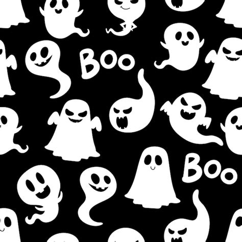 Premium Vector Halloween Ghost Seamless Pattern