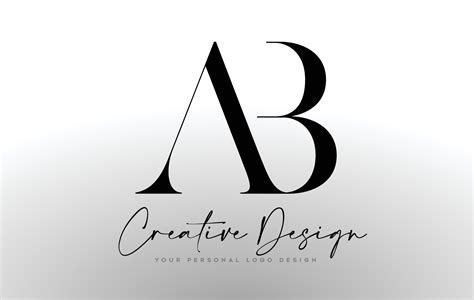 Ab Letter Logo Design Icon With Serif Font And United Creative Letters