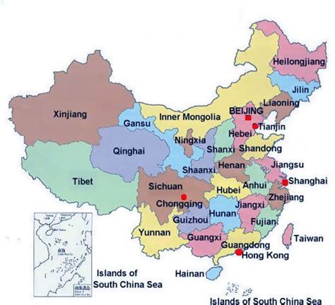 English Map Of China Provinces And Cities