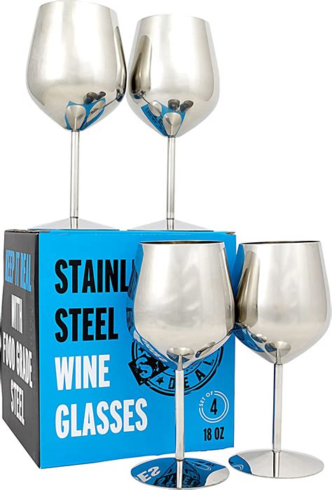 Stainless Steel Stemmed Wine Glasses Real Deal Steel Set