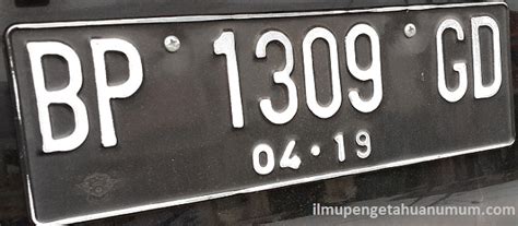 Kode Plat Nomor Tanda Nomor Kendaraan Bermotor Di Indonesia