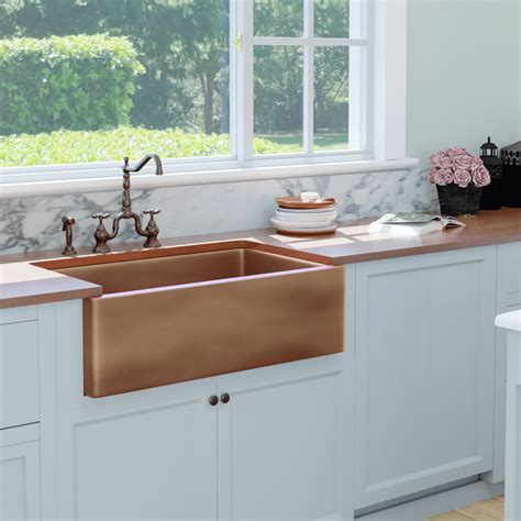 33 Dolton Smooth Copper Single Bowl Farmhouse Sink Kitchen Sink
