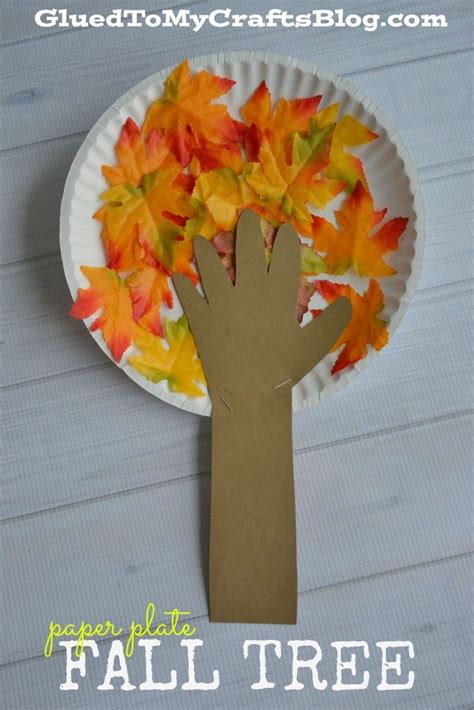 Leaf Covered Paper Plate Fall Tree Fall Crafts For Kids Fall Crafts