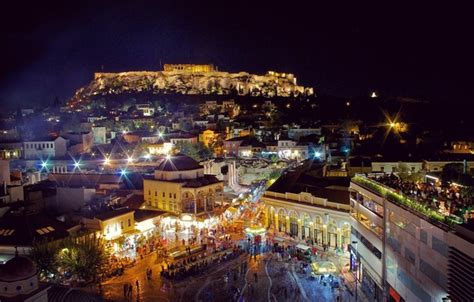 Wallpaper Night Greece Night Greece Athens Athens Images For Desktop Section город Download