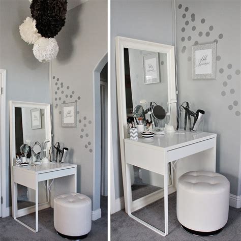 Your email address will not be published. White Minimalist Makeup Vanity Table Design IKEA with ...