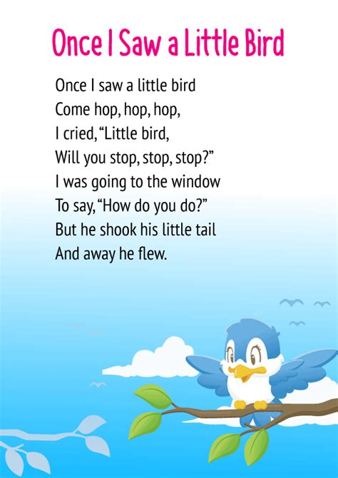 Memorization is not required but there will be bonus points awarded if you do memorize it. Once I saw a Little Bird | English Poem for Class 1 - Download Poem as pdf