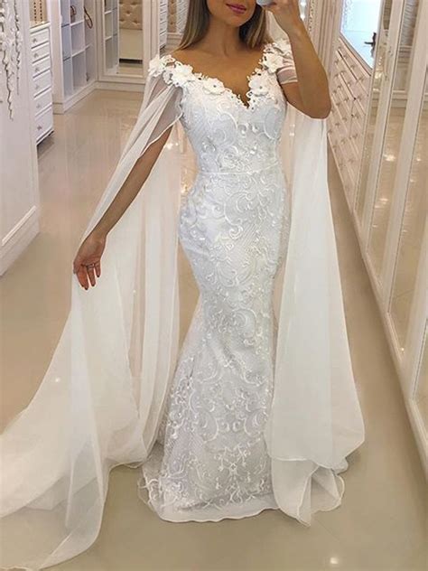 Shop for latest bridal gowns for your wedding. White Patchwork Lace Irregular V-neck Sleeveless Elegant ...