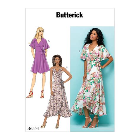 Butterick 6554 Misses Wrap Dresses Wrap Dress Pattern Dress Making