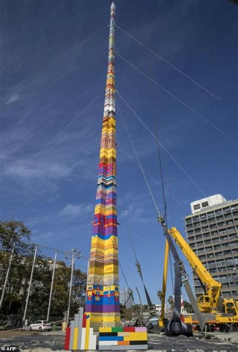 Worlds Tallest Lego Tower Has Been Built In Tel Aviv Daily Mail Online