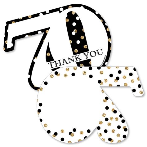 Adult 70th Birthday Gold Shaped Thank You Cards Birthday Party