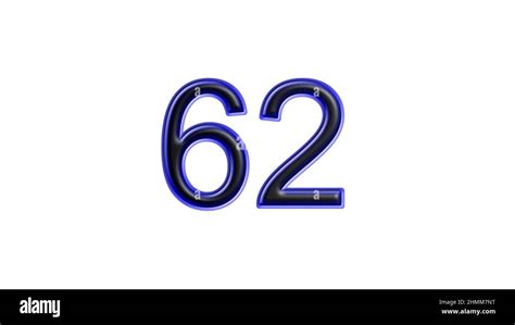 Blue 62 Number 3d Effect White Background Stock Photo Alamy