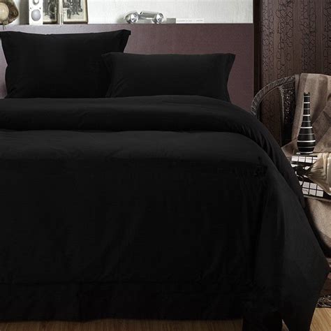 Solid Black All Black Full Queen King Size 100 Cotton Bedding