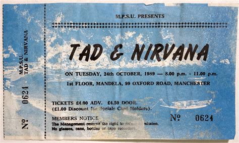 Lot 190 - NIRVANA - A RARE 1989 TICKET STUB.