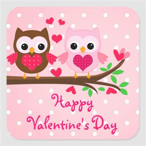 Cute Owl Couple I Love You Happy Valentine's Day Square ...