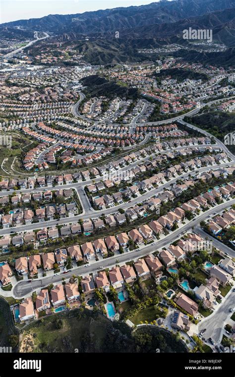 Vertical Aerial View Of Modern Suburban Housing In The Porter Ranch