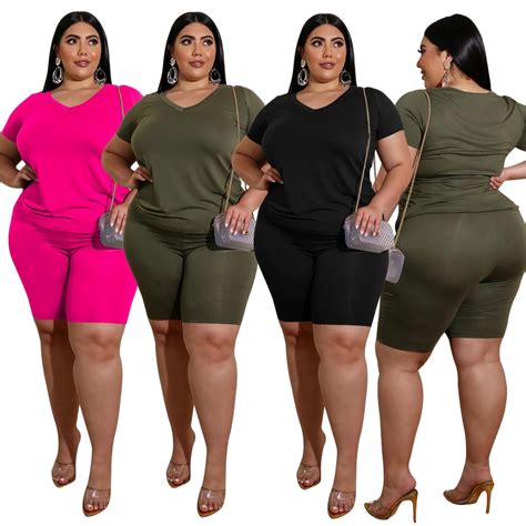 two piece set shorts plus size outfits women 2020 casual top and short 2 piece set summer