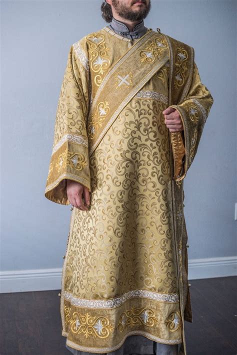 Fully Embroidered Orthodox Deacon Vestments Set Light Gold Etsy Hong Kong