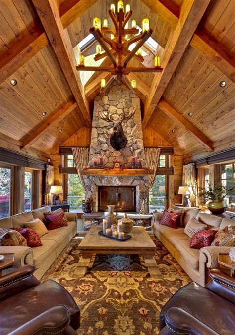 49 Superb Cozy And Rustic Cabin Style Living Rooms Ideas Log Cabin Homes Cabin