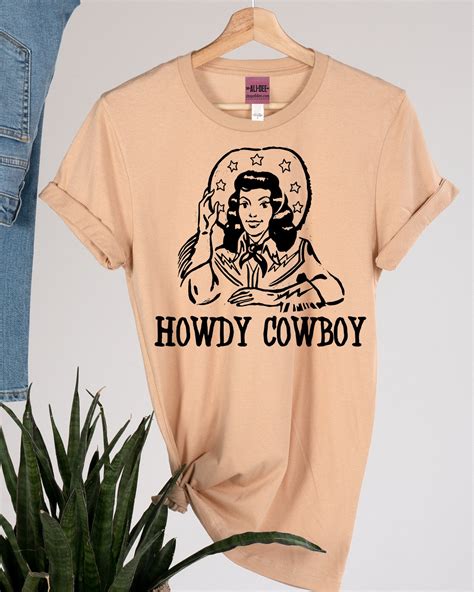 Howdy Cowboy Tee Heather Sand Dune Ali Dee Wholesale