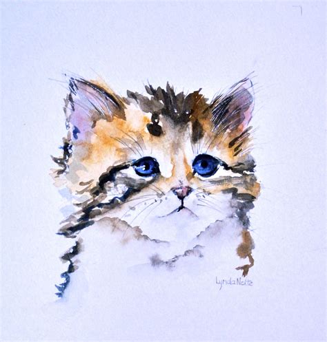 Watercolor Cat Painting By Lynda Nolte Watercolor