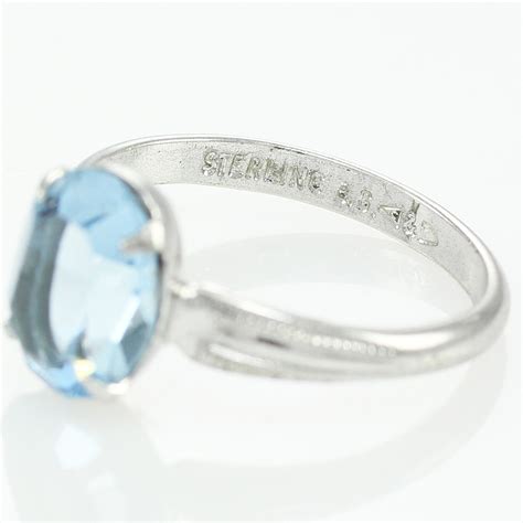 Silver Lab Created Oval Blue Spinel Ring 925 Sterling Clark And Coombs