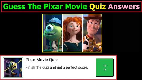 Guess The Pixar Movie Quiz Answers 12 Robux Quizfactory Youtube