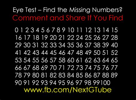 Eye Test Find The Missing Numbers