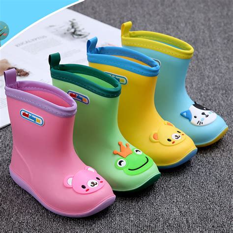 Kids Boys Girls Wellies Rain Boots Light Unisex Children Boots Size 2 5