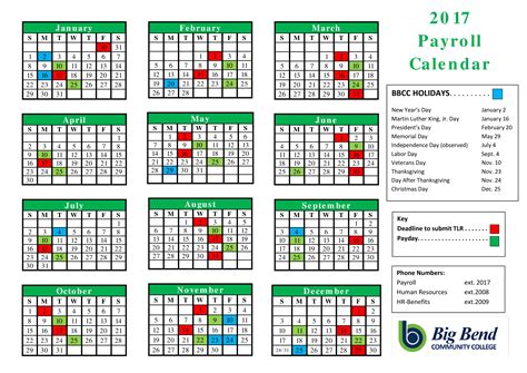 Payroll Calendar 2017 Template Hq Printable Documents