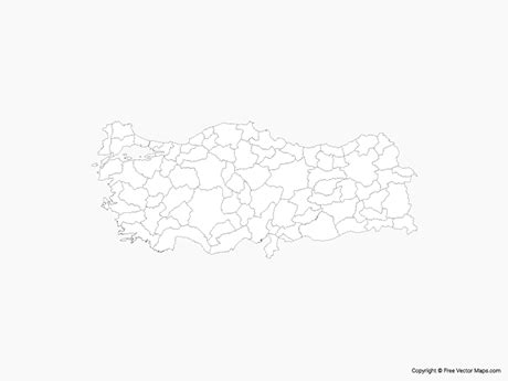 Printable Vector Map Of Turkey With Provinces Outline Free Vector Maps