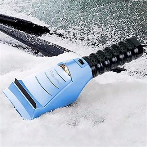 Zone Tech Heated Car Window Snow Ice Scraper Led Light Blue 12v 14 Ft