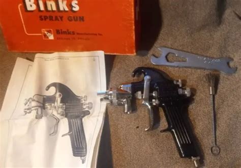 VINTAGE BINKS MODEL 18 Paint Spray Gun W 66 X 66SD Nozzle Set Up NOS