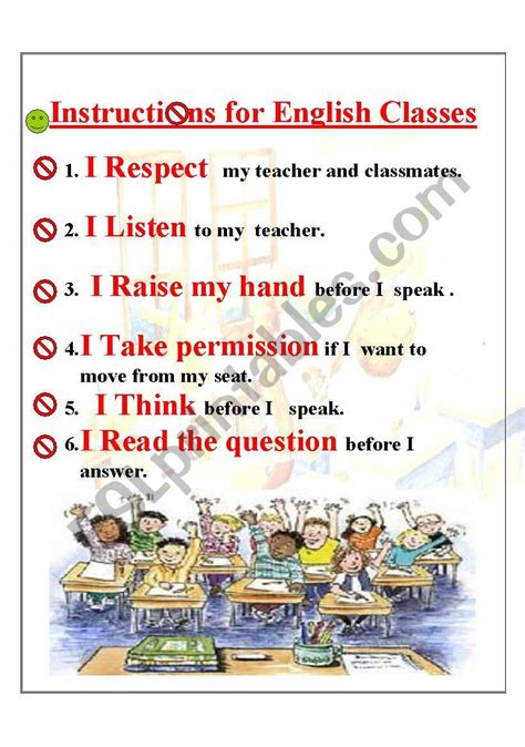 English Class Rules Esl Worksheet By Manark