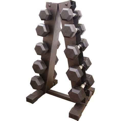 Cap Barbell Rubber Coated Hex Dumbbell Set With A Frame Rack Strength